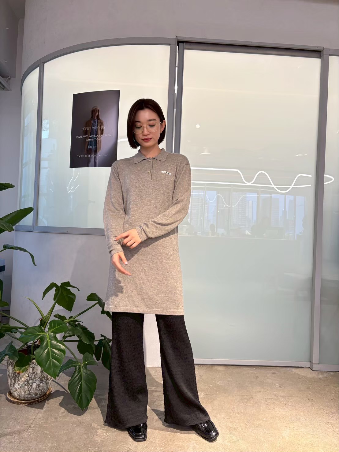 HONEY MI HONEY｜ロゴポロニットミニワンピース｜大人のほんのり