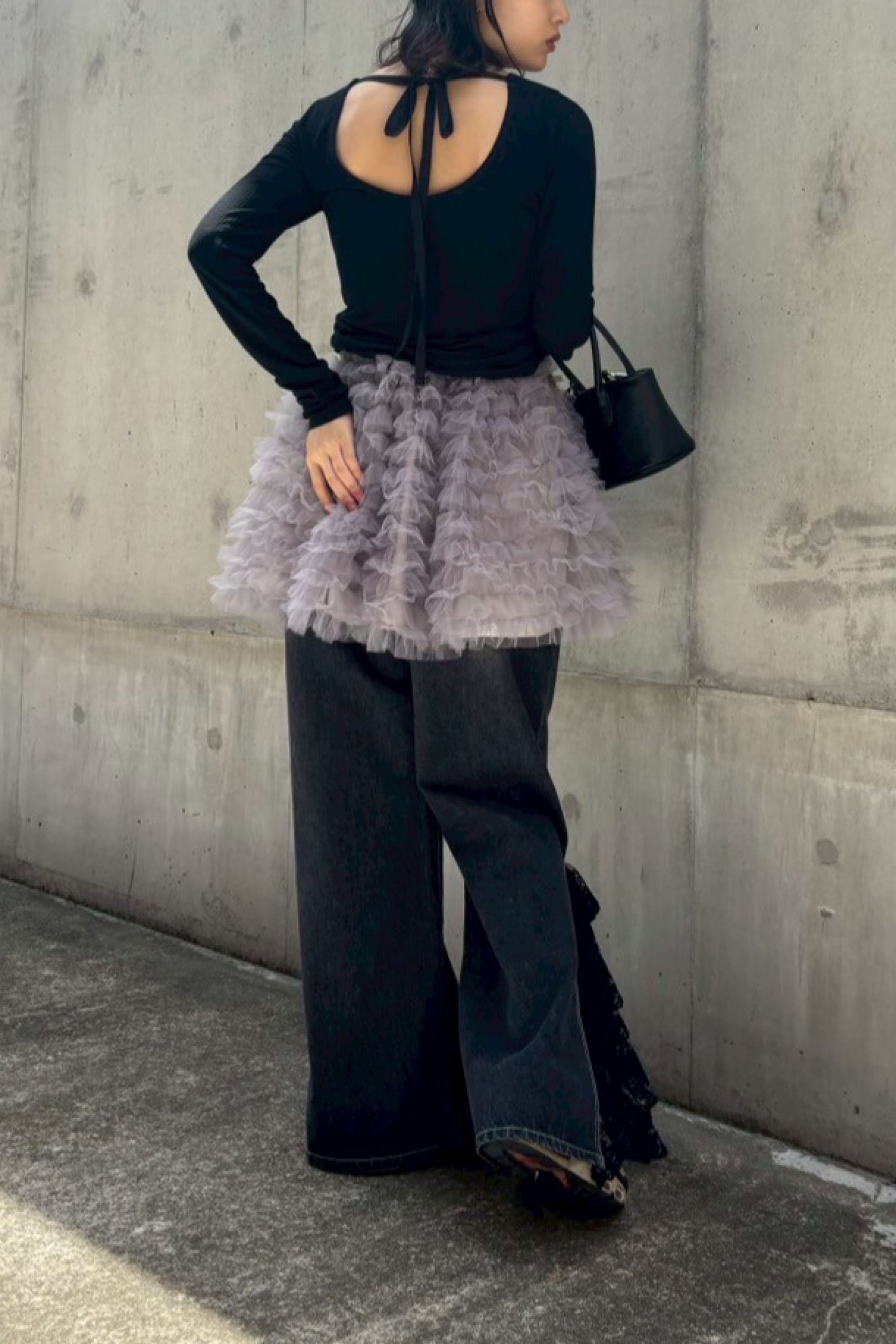 HONEY MI HONEY｜ドローストリングリブカットソー｜背中空き