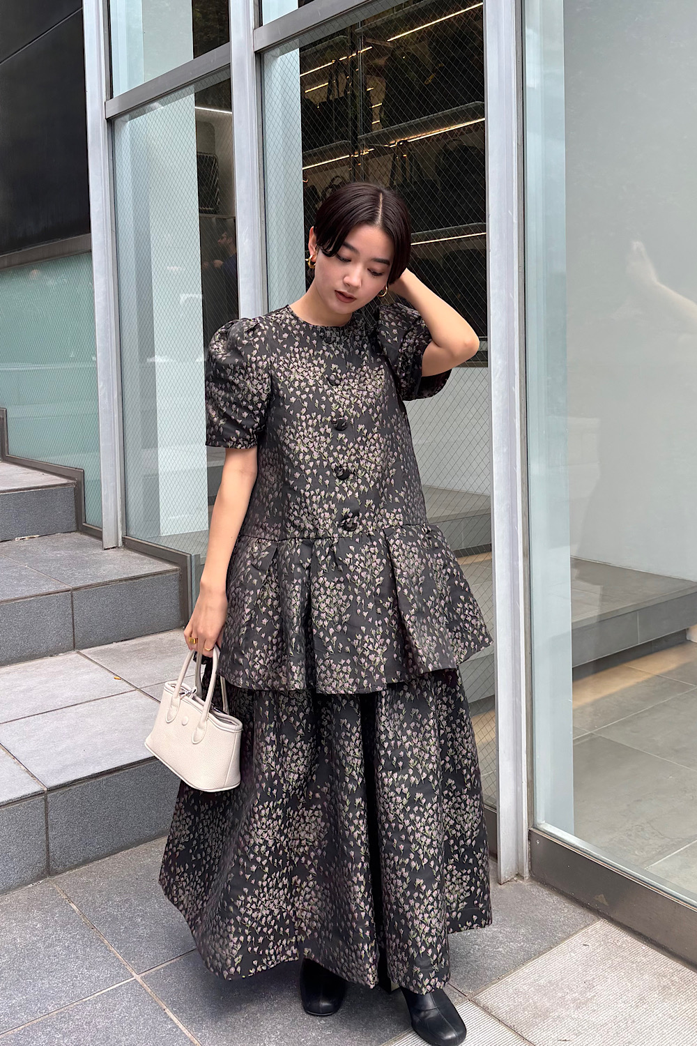 taffeta jacquard long skirt