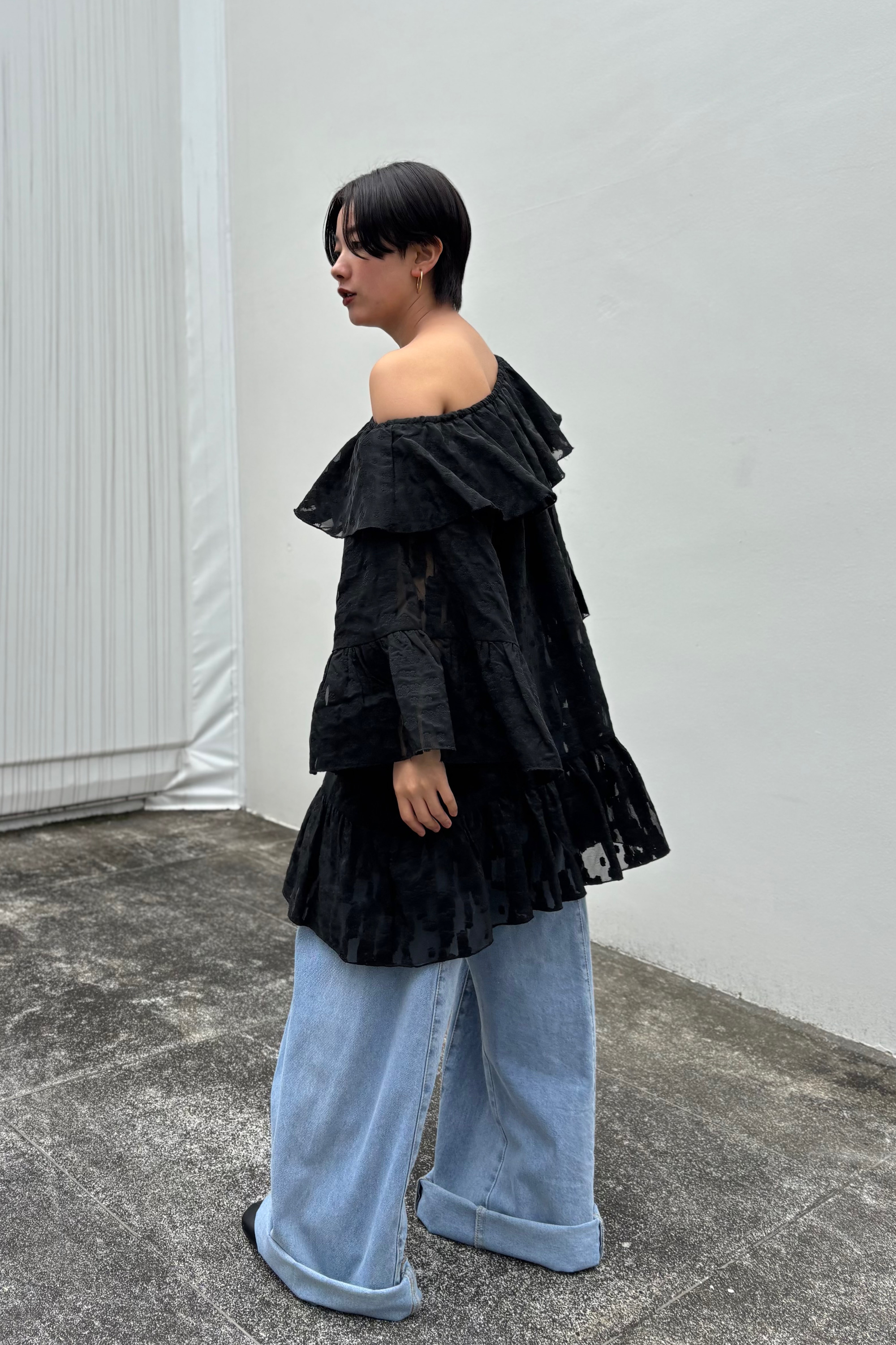 flower organdie frill tunic