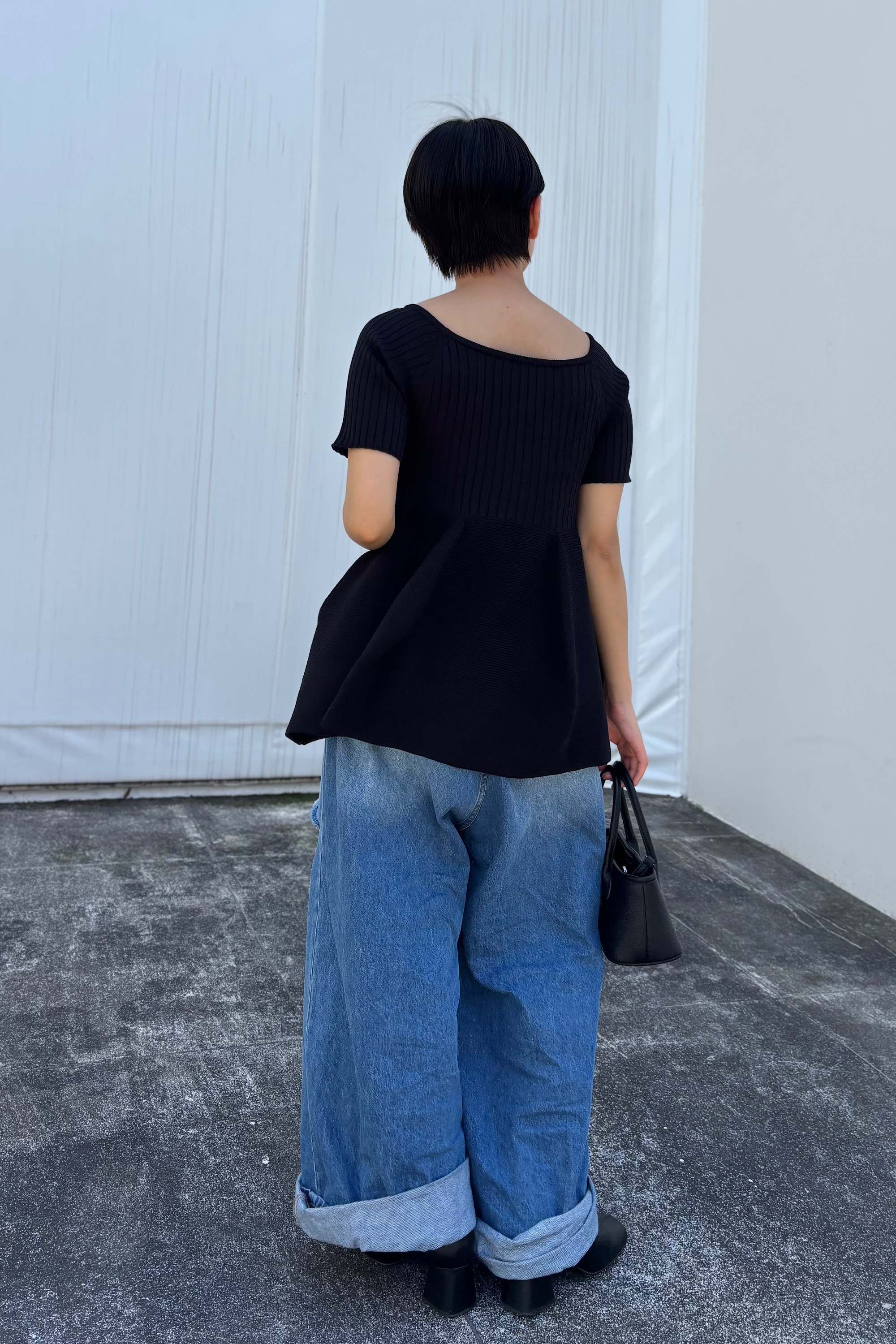 【未使用】HONEY MI HONEY boatneckribknittunic boat neck rib knit tunic