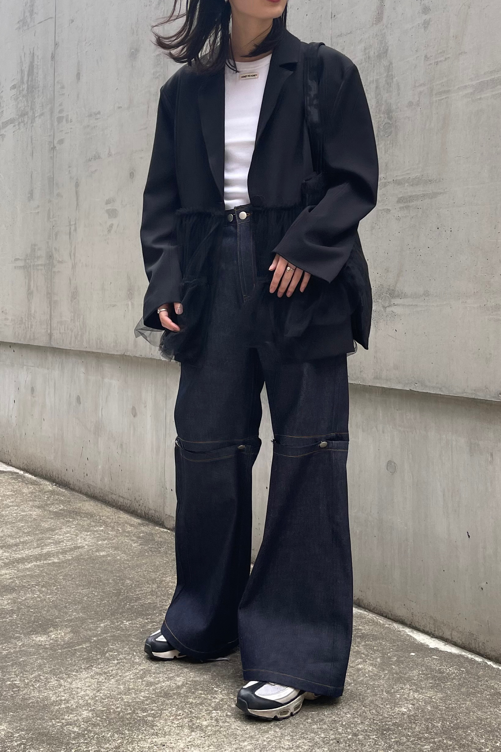 HONEY MI HONEY｜スリットデニムワイドパンツ｜3WAYで楽しめる、脚長