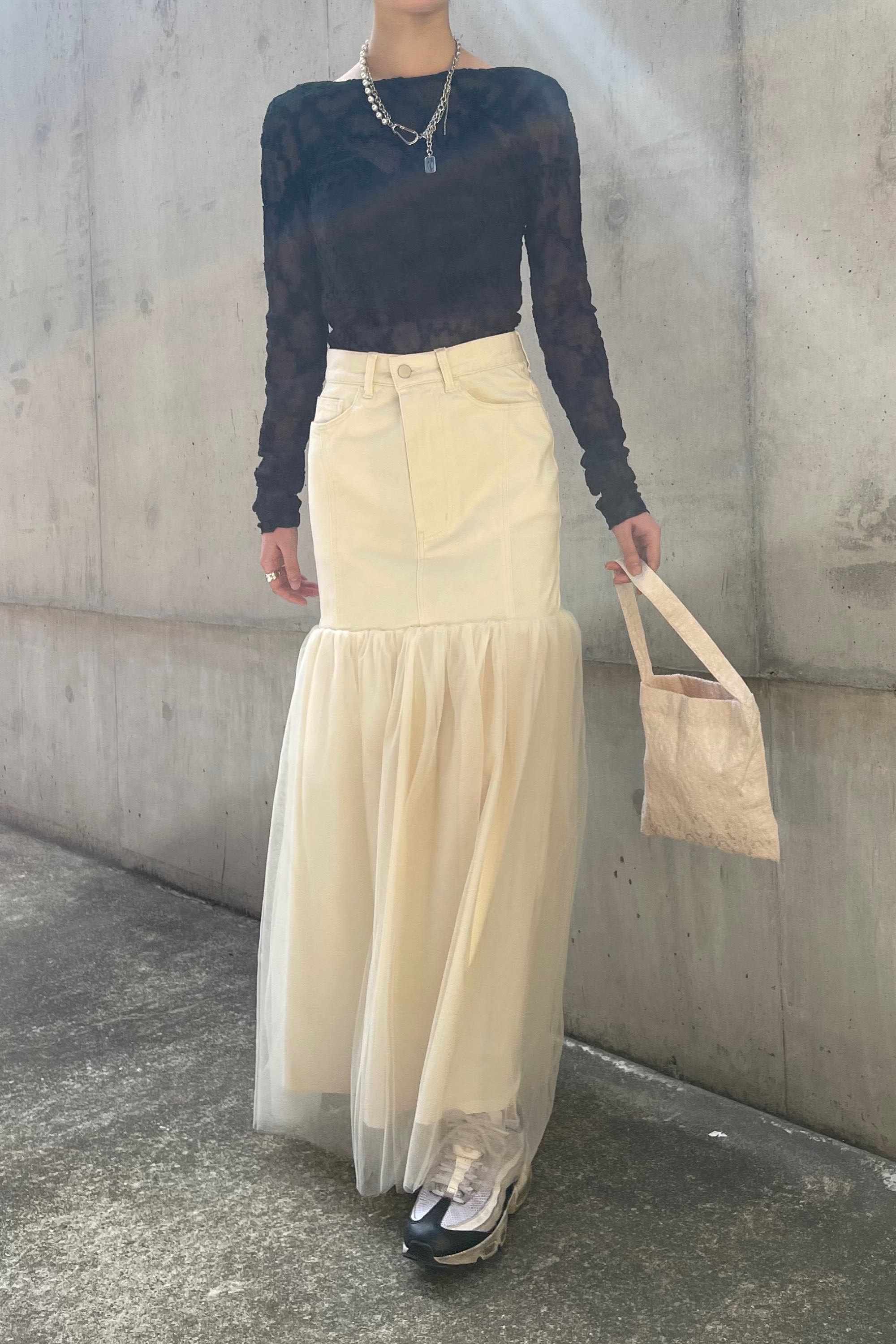 denim tulle skirt