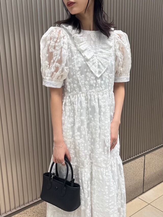 flower organdie puff sleeveone-piece