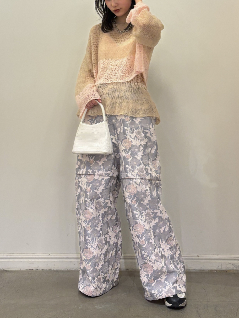 HONEY MI HONEY｜クロシェボーダークロップドニット｜涼しげな鍵編み