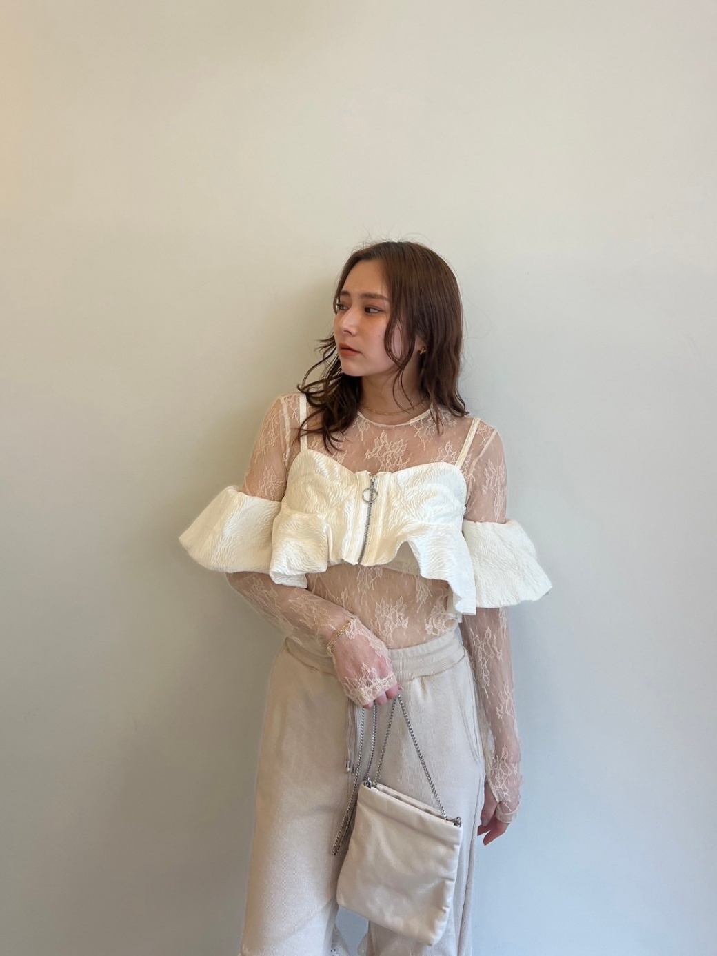 [最終価格！] honey mi honey ジャガードフリルトップス jacquard corset camisole