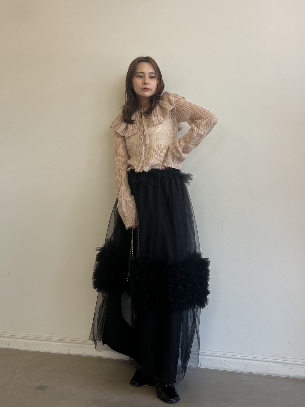 ハニーミーハニー　フリルデザイン ロングスカート HONEY MI HONEY｜チュールフリルロングスカート｜華やかに揺れる