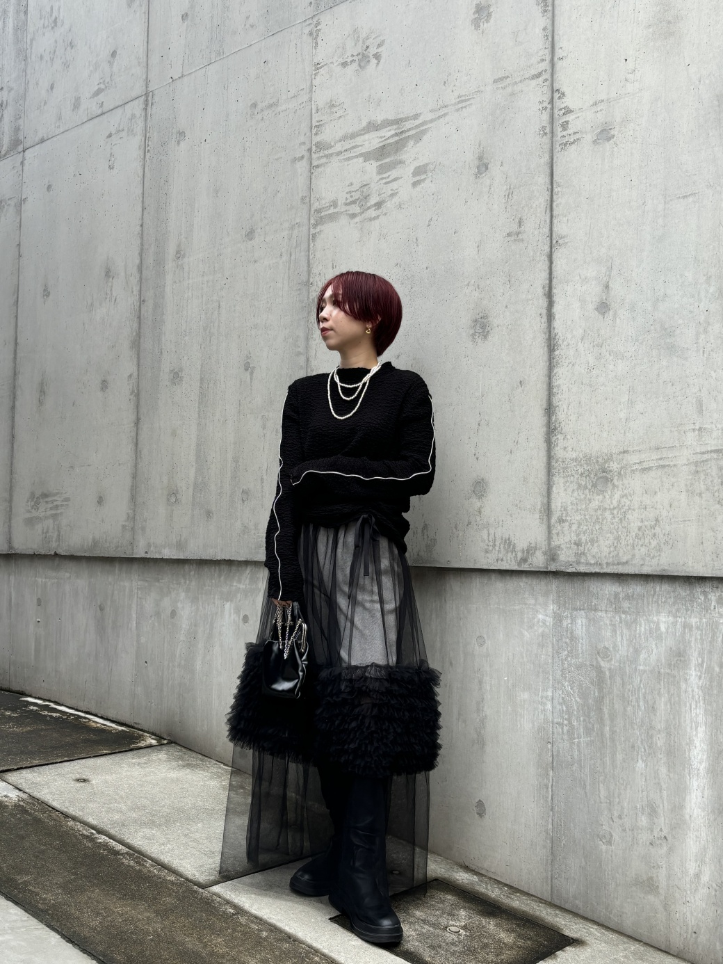 tulle point tiered long skirt