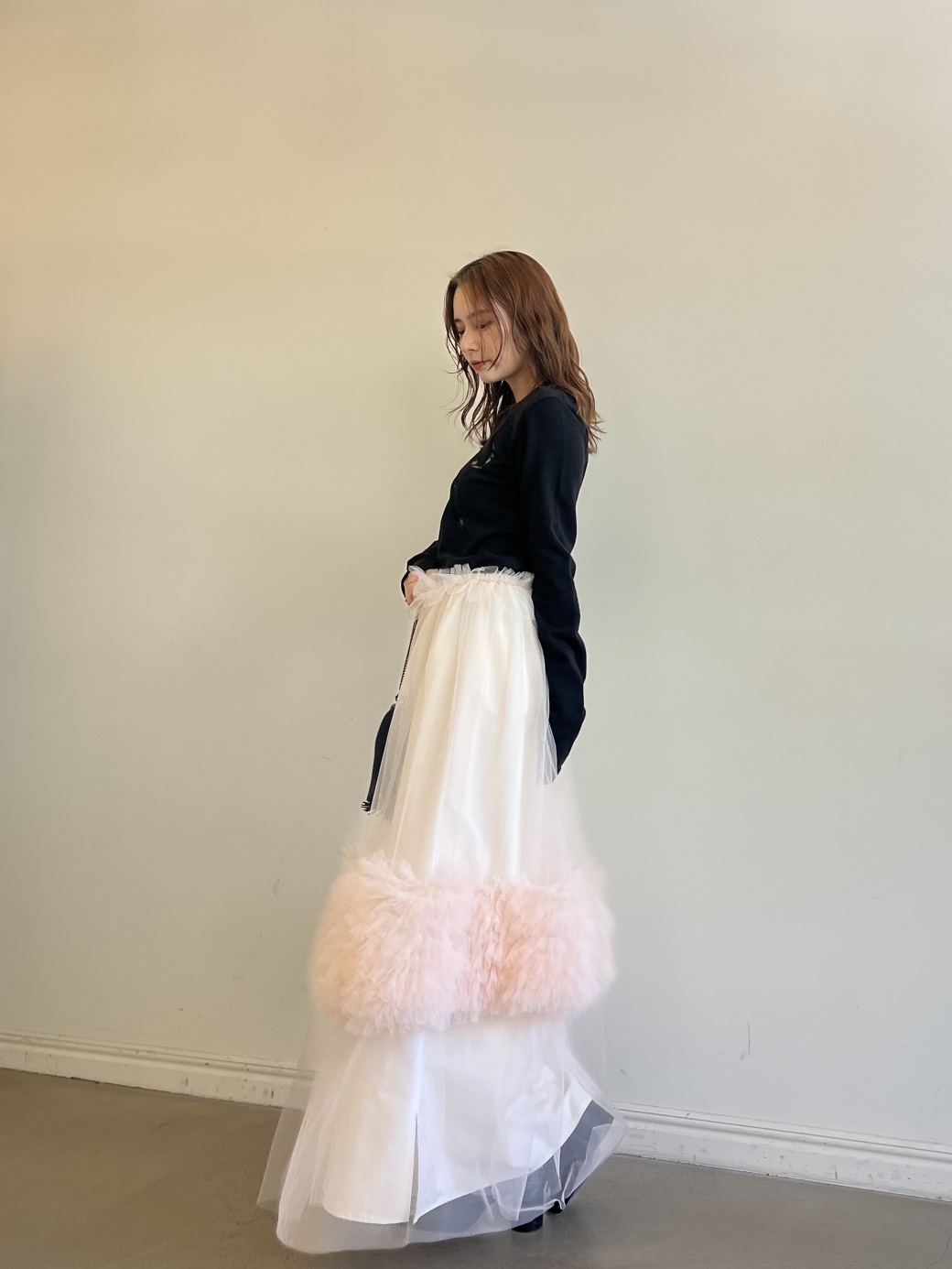 tulle point tiered long skirt