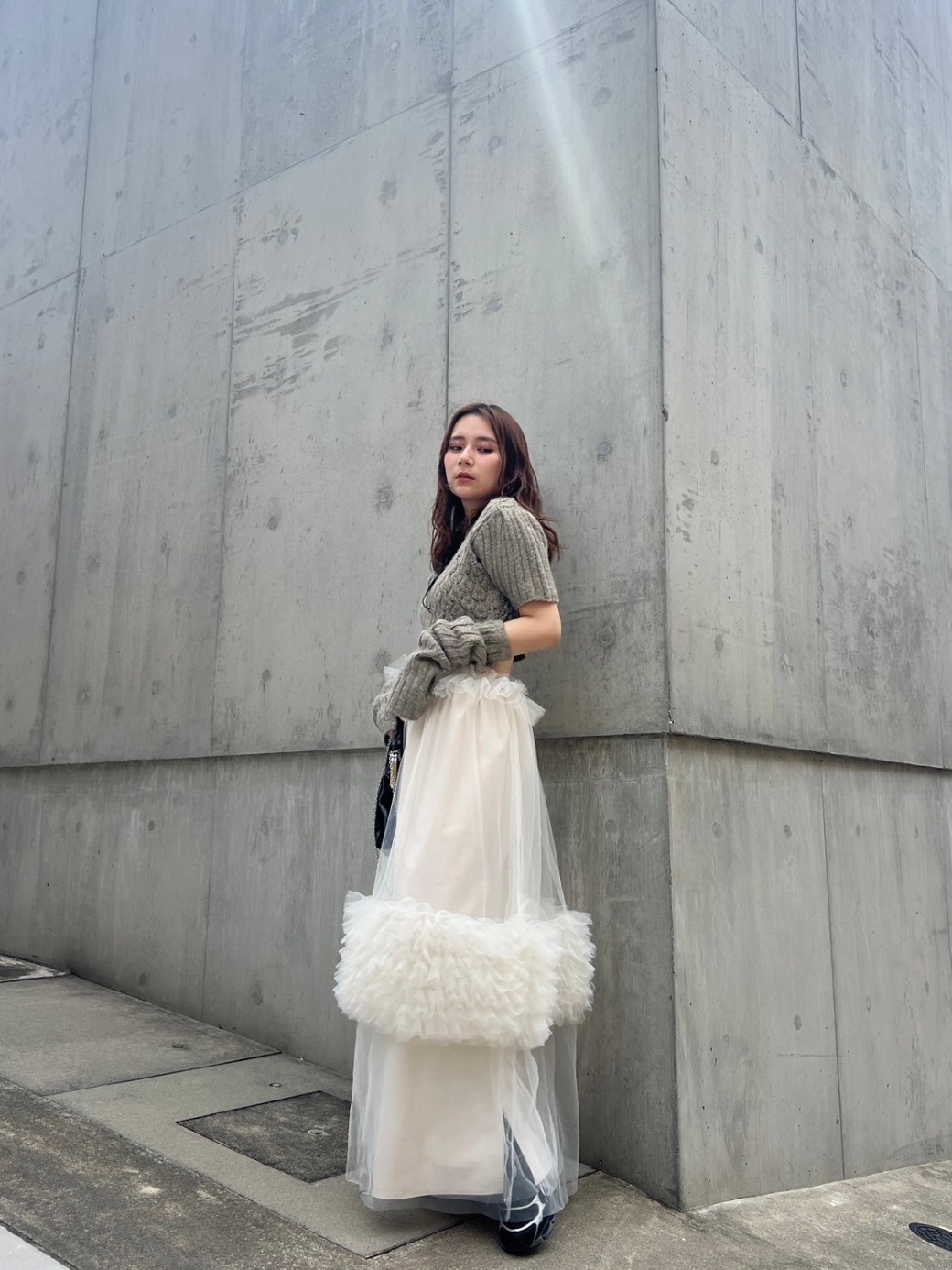 スカート tulle point tiered long skirt tulle point tiered long skirt