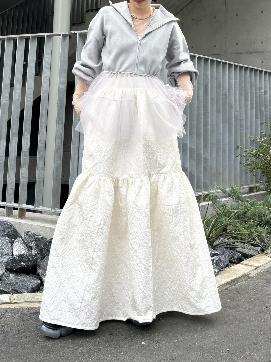 two-way jacquard tiered one-piece