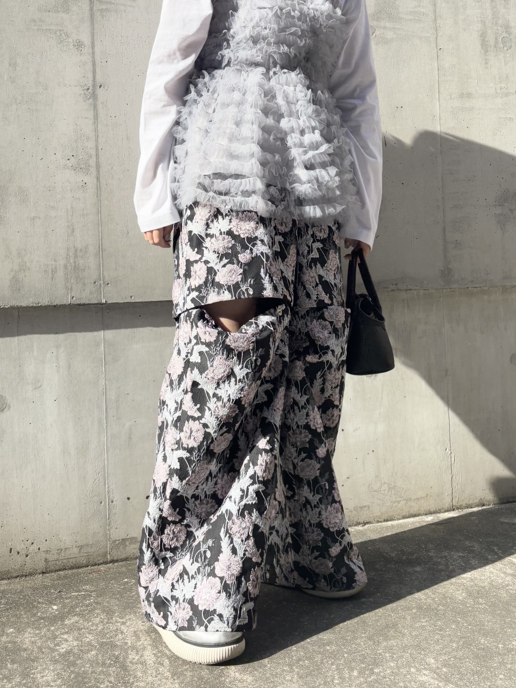 flower jacquard wide pants