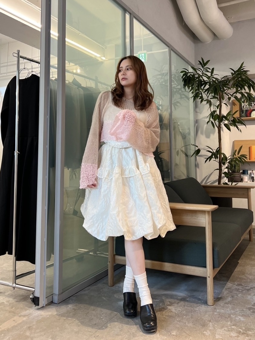 HONEY MI HONEY｜クロシェボーダークロップドニット｜涼しげな鍵編み