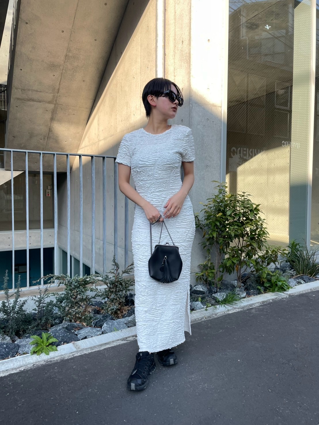 back open swell jacquard long one-piece