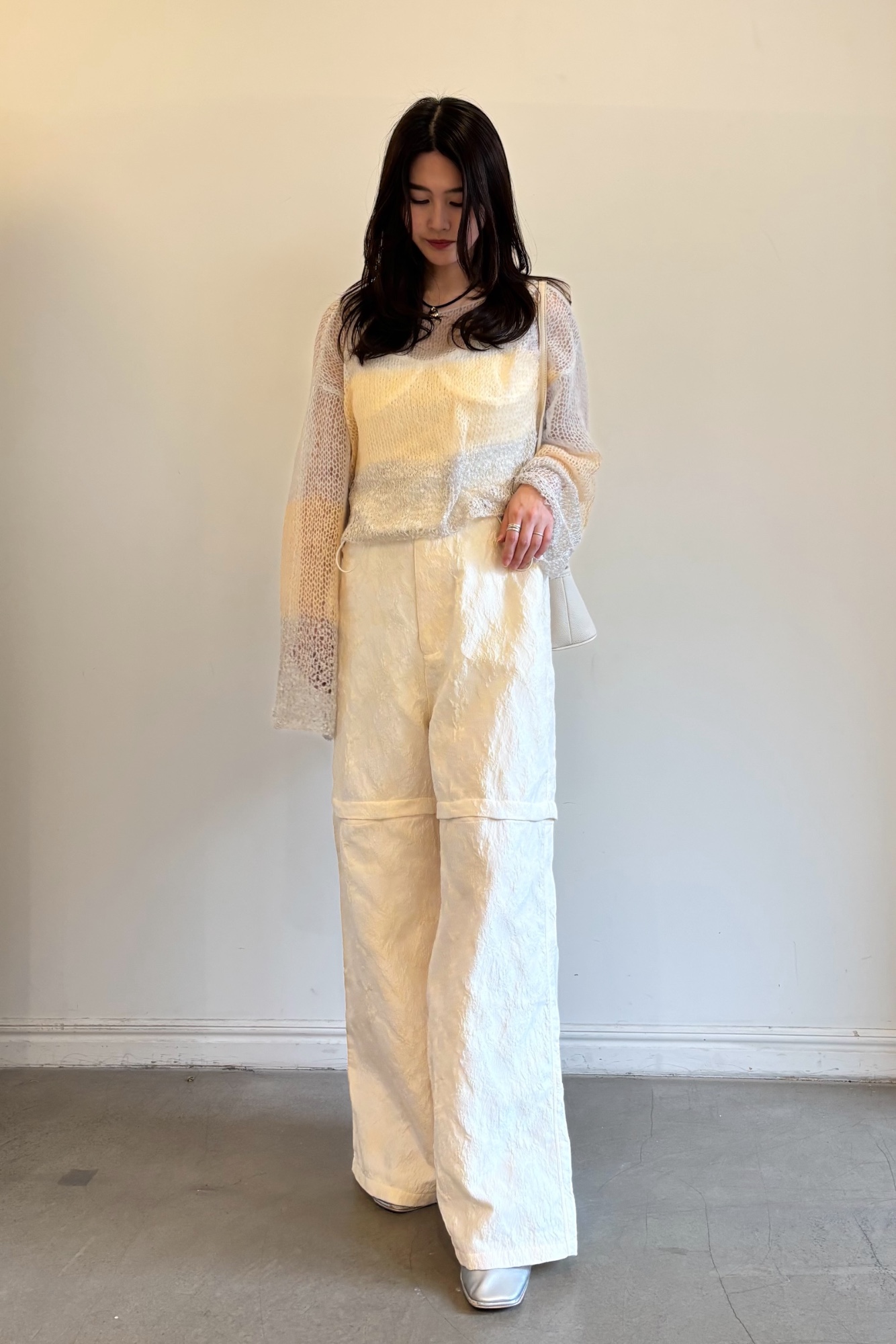 flower jacquard wide pants